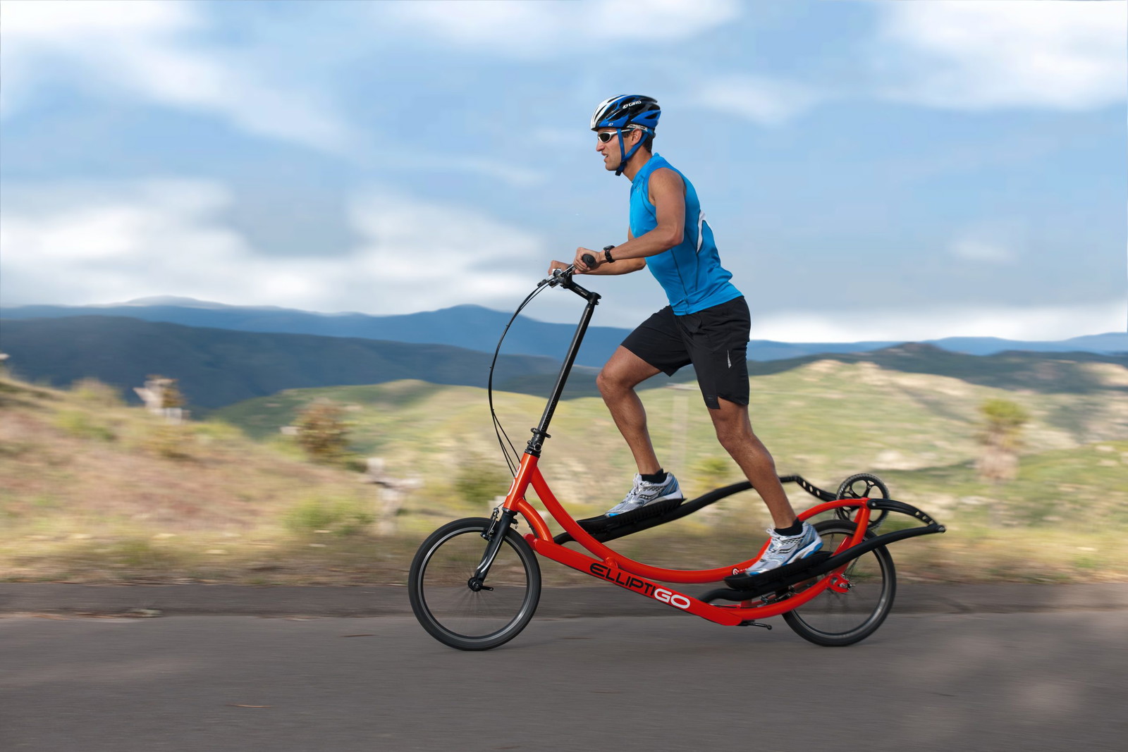 Man riding ElliptiGO bicycle